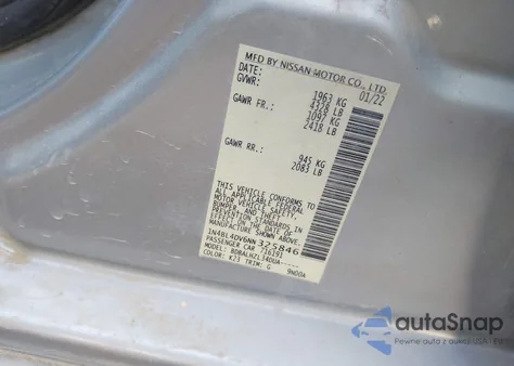 2022 Nissan Altima Sv Fwd из США, поврежденный, VIN 1N4BL4DV6NN325846